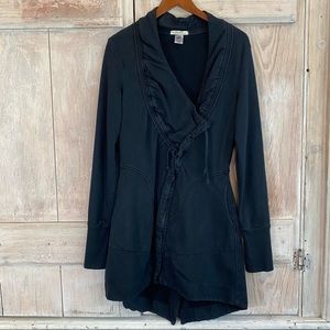 Prairie Underground Black Zip Up Lagenlook Jacket Sweater Size Medium